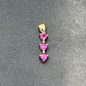 STS Chuck Clemency 10k .70 grams Pink Spinel Diamond Heart Accent Pendant